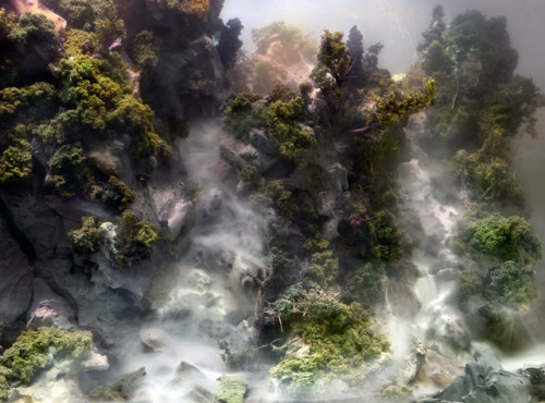 Kim Keever “Miniature topographies inside 200-gallon fish tanks, based on traditional landscap