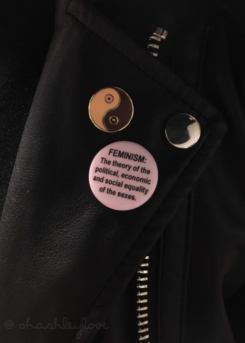 Yin yang pin from Got A Girl Crush! Feminism pin available on my Etsy soon :)