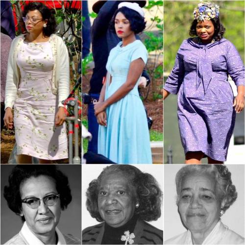 simplylovelyyy:  profeminist:  “❤   these photos of Taraji P. Henson, Janelle Monáe and Octavia Spencer dressed as their characters in Fox 2000’s “Hidden Figures”! In the film, which will tell the true story of the African American women mathematicians