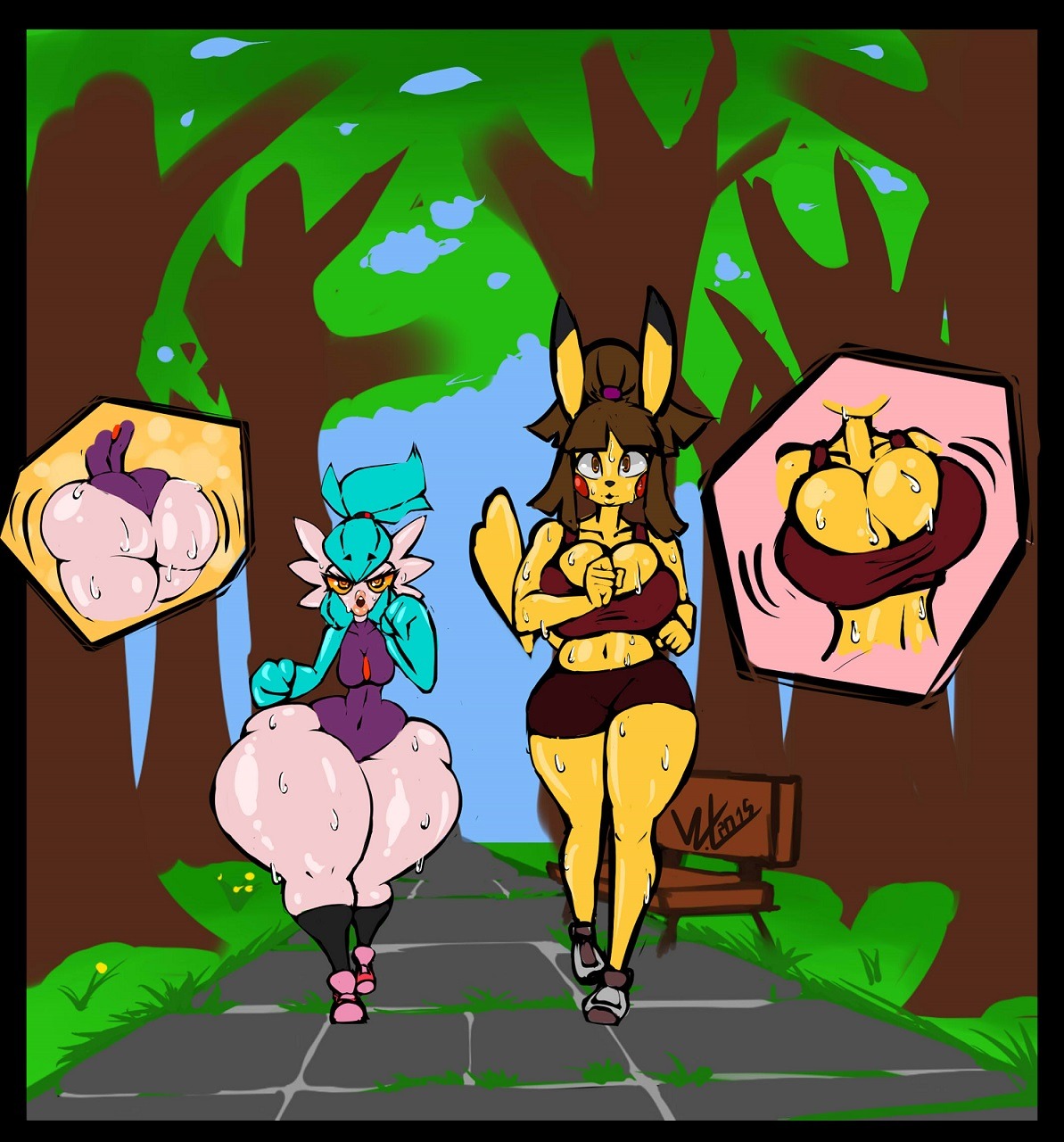 oogzie: wolflance:  Liz The Gardevoir workin out with some friends~ the Goodra and