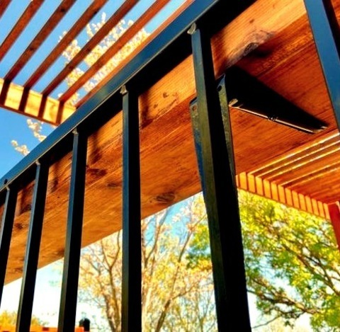 Covered - DeckInspiration For A Ground-level, Mixed-material Deck Remodel With A Pergola In A Sizable
