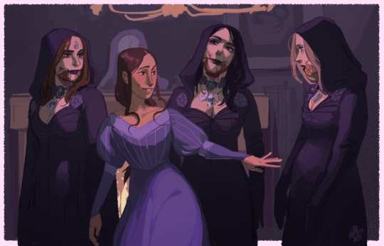 hattersarts:maiden & dimitrescu sisters for patreon last year