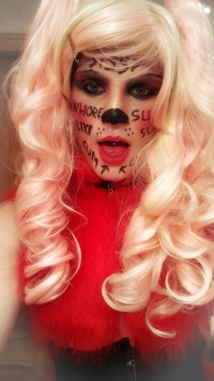 thetrappedpet:What could be more humiliating then cum on sissy face? Markings! I spent more then 1 h