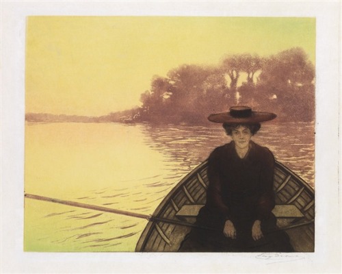 Jeune Femme dans un Barque   -   Eugène Delatre 1900French, 1864–1938Color aquatint and etching , 32
