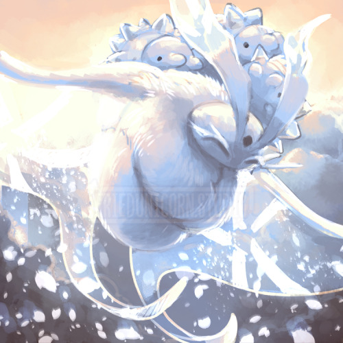 friedunicornstudio:Today’s Speedpaint: A Frosmoth taking a bunch of Snom for a ride!