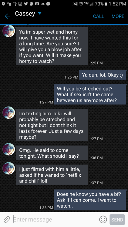 realhotwifetexts: badgirlfriend25: #Girlfriend #Cuckold #Texts #fucking Not sure this is real but I 