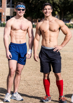 hotguysandvids:  furrypty:http://furrypty.tumblr.com/ – a blog to indulge your senses with the beauty of male shapes.  That hunk on the right has the biggest dick at UF 