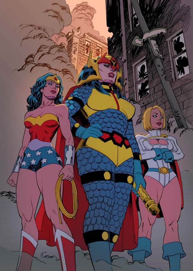 comicbookbrain: Wonder Woman, Power Girl, Big Barda Art by Mike Hawthorne  