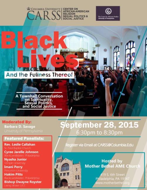 I will be a panelist at the Town Hall of the Columbia University Center on African-American Religion