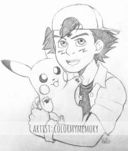colormymemory:  (Ash Wednesday…get it?) Pencil drawing feat. Ash Ketchum &amp; Pikachu from Pokemon. 