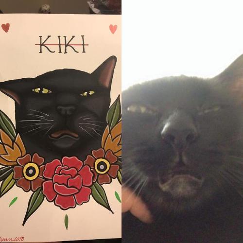 cutekittensarefun:For Christmas my girlfriend got me a painting of my favorite picture of my cat.Tha