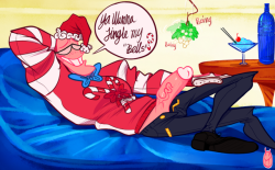 ryarikartblog:  Realised it been a while since Iv'e done a full colour solo piece of myself 8’ ) so here we are ( •⌄• ू )✧   also someone wanted to see some “sexy” Holiday themed stuff of meso uuuhpink dad in ugly christmas sweater with