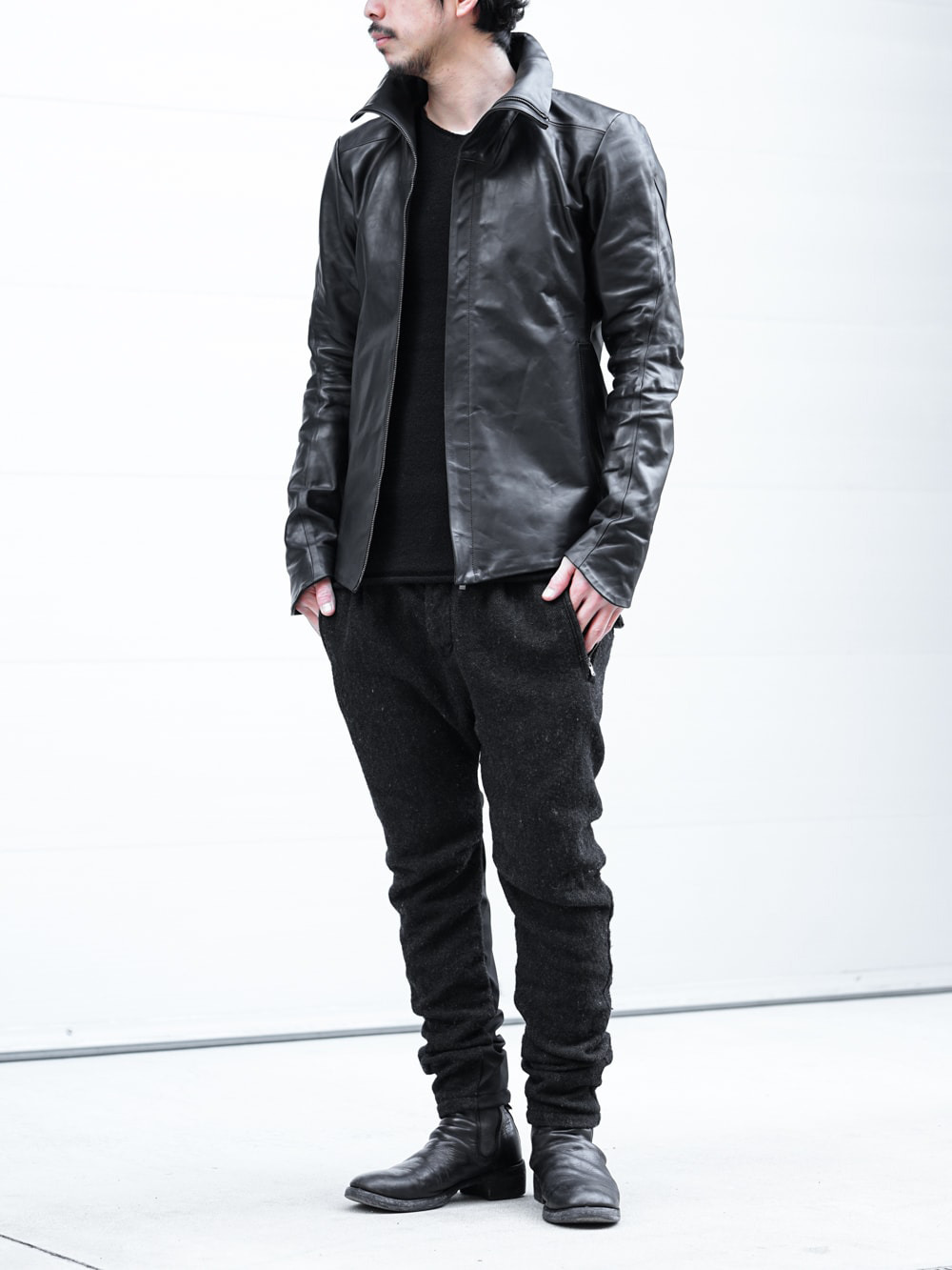 FASCINATE_JAPAN | DEVOA : High Neck Jacket Calf Leather The...