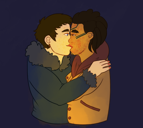 More OC kiss because it’s fun :^)It’s dragon age time with my dwarf Khajerin, @youngster
