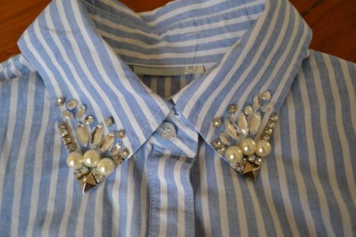 Simple embellished shirt collar ~sparkly~