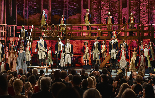dailylmm:  The company of Hamilton performing “Yorktown (The World Turned Upside