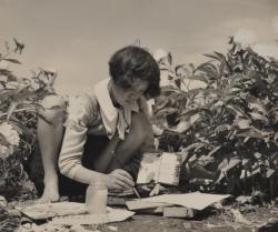 breathingvioletfog:  Yasuzō Nojima: children sketching the peony (1942)  (anabsence) 