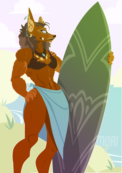 Nayo for @nayo-di by @mori-sketchbook Zun'Alin only knows how to do one thing at the beach, hope Nay