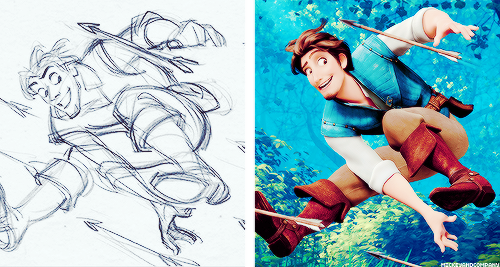 mickeyandcompany:  Sketches (by Glen Keane) and final animation 
