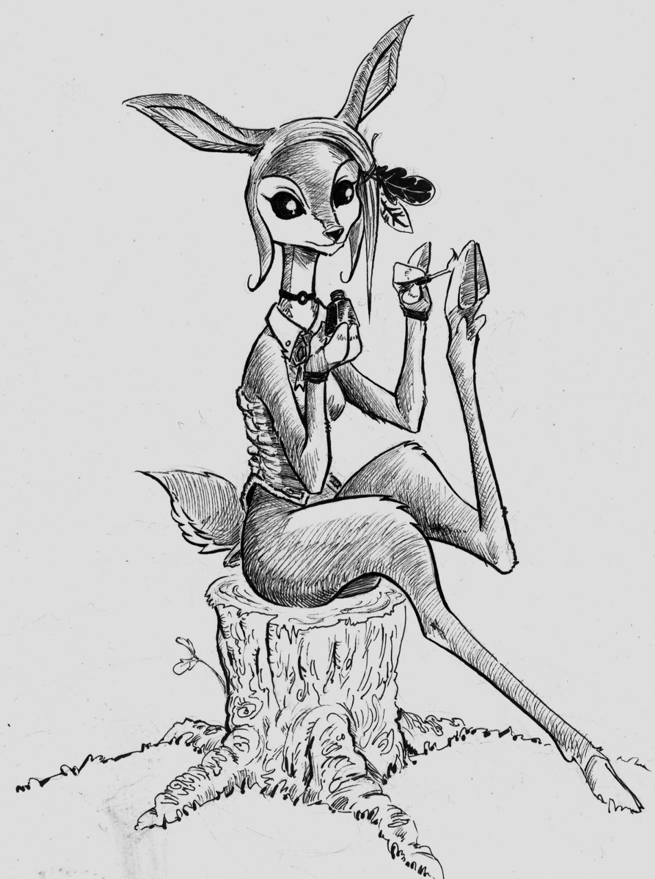autumnbramble: pinderhooks: Inktober 11: A paintbrush would be a lot quicker. top
