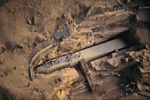 The Unfinished Egyptian Obelisk of Aswan,Lying at the Ancient Egyptian quarries of Aswan is a giant 