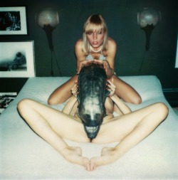 geekremix:  no23:  Judith Morf and Mia Bonzanigo posing for Erotomechanics VII, H.R. Giger, 1979′  i don’t even know how to tag this. but anyway reference pictures are nuts, right? all art starts with a creepy polaroid.  