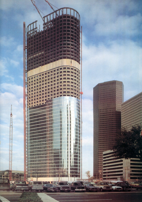 archiveofaffinities:Lloyd, Jones, Brewer &amp; Associates, Four Allen Center, Under Construction, Houston, Texas, 1981-1984