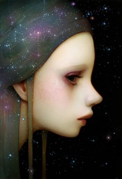 frrmsd:  Artist:Naoto Hattori“Cosmic Thoughts”Acrylic on Board 4″ x 5.6″ Inches2014