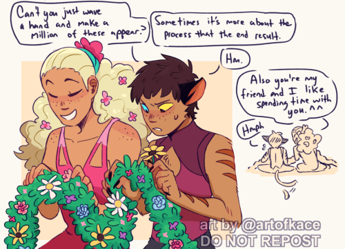 artofkace:   Catra and Perfuma hanging out for a Ko-fi request! They’re making garlands for a party Scorpia is hosting ;v;