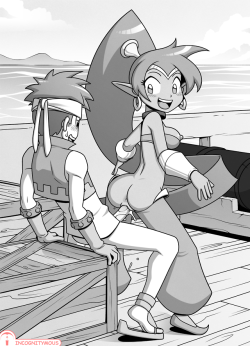 incognitystuff:  Patreon tone practice: Shantae and Bolo Here is another line and tone practice piece, this time featuring Shantae and Bolo from the Shantae games. I don’t personally know much about Shantae, but a few people requested her in the patron