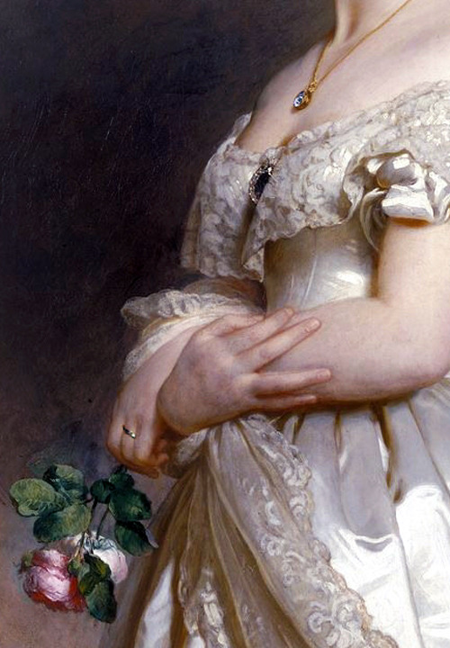 c0ssette:  Detail of Queen Victoria by Franz Xaver Winterhalter (1842) 
