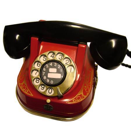 Belgian vintage Art Deco phone. Original metal-bodied telephone made in Antwerp by Bell.