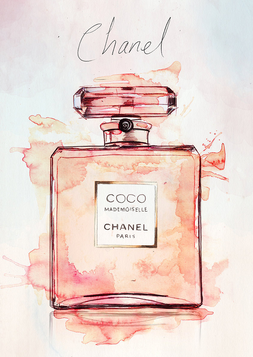 Paintings — DIGITAL DOWNLOAD Coco Chanel Mademoiselle Perfume.