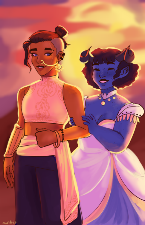 swallowtailed:  malfrisart: i… am a fan of this ship [id: a painting of beau and jester, arm 