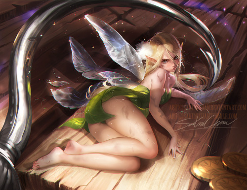 sakimichan:   My take on Tinkerbell in some kind of situation? XD  interesting composition to paint~PSD+high res,steps,vidprocess etc>https://www.patreon.com/posts/captured-term-40-6599684   