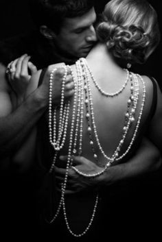 speak-softly-my-love:  The back is very sexxxy   neck kisses with pearls. 