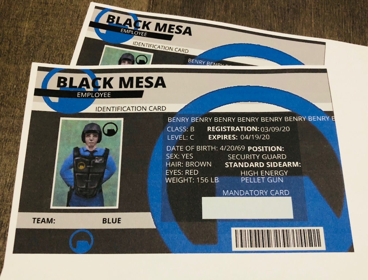 Black Mesa Id Card Template