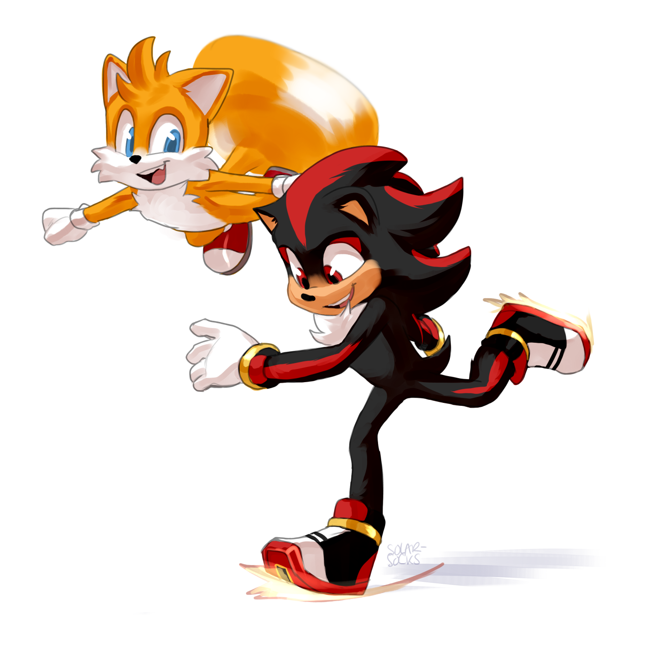 solar-socks: Tails upgrades Shadow's shoes so they