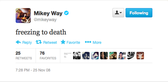 mydisenchanted-romance:  amputatetheloneliness:  My Chemical Romance’s first tweets.
