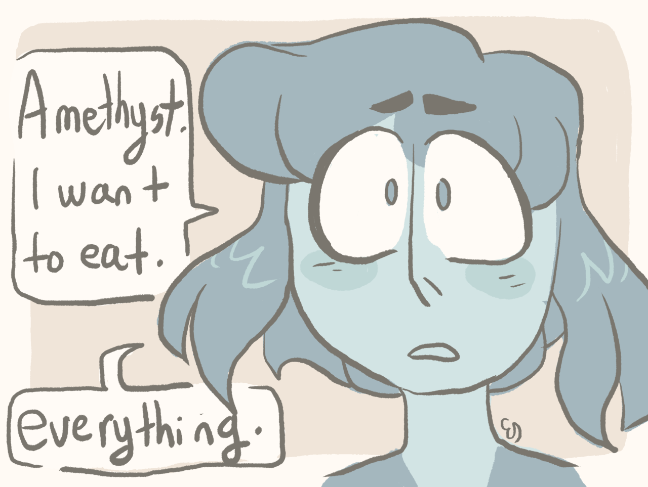 mushroomstairs:  a quick silly comic but i want lapis to eat as much as amethyst