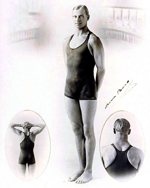 Swedish Olympic swimmer Arne Borg in a trade catalogue for Speedo, 1929