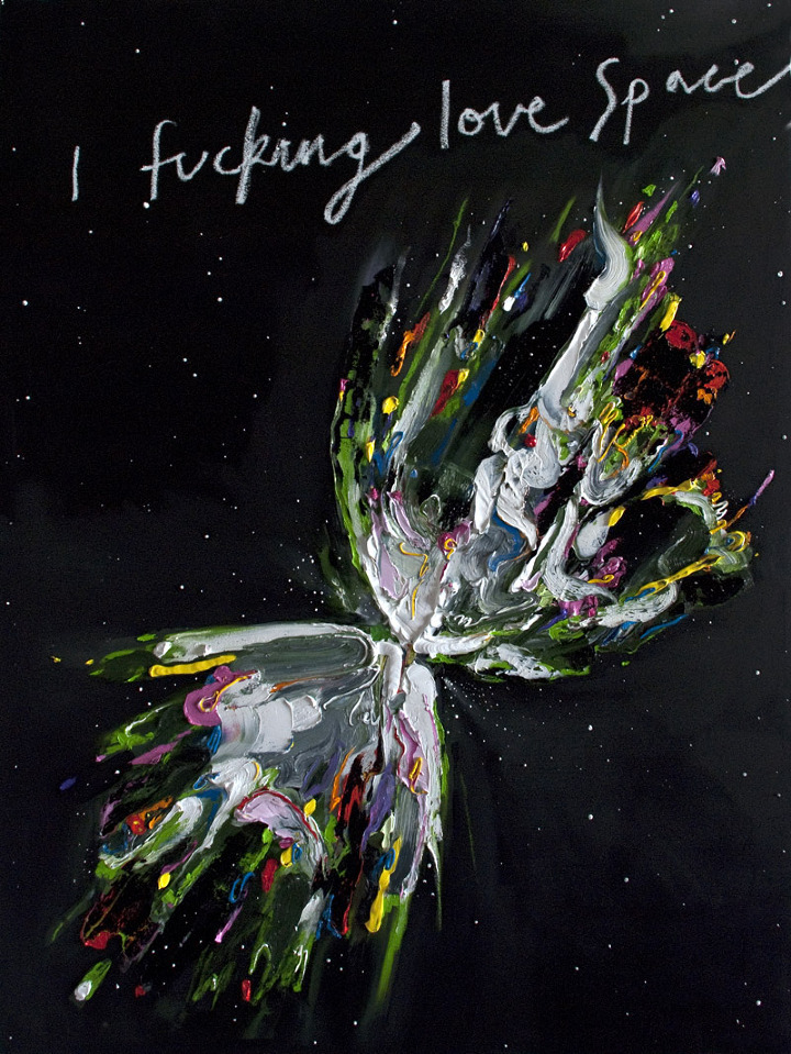 recoverykitty:  museumuesum:  Erik Olson I Fucking Love Space, 2011 oil on panel,