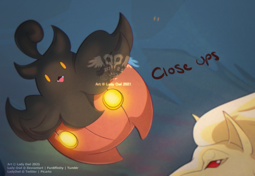 Here be the close ups of the Pokémon Halloween illustration.     - Pumpkaboo - Ninetales - Phantump 