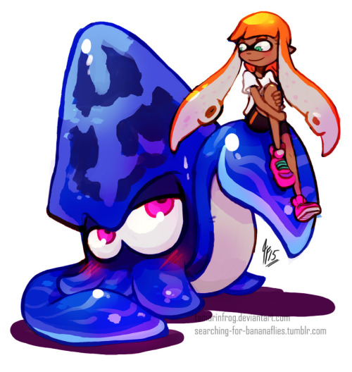 searching-for-bananaflies:  Girl and her tentacle monsterI’ve said a few times that Blue likes the Krak-On Splat Roller and then I realized what kind of… “jokes” that could lead up to. But then I thought that maybe Blue knows this too and gets