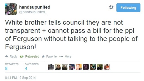 iwriteaboutfeminism:  City Council meeting on Tuesday night in Ferguson. Part 5. 