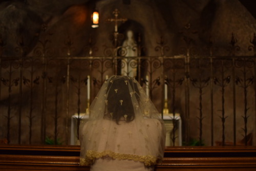 Veil: Our Lady of Guadalupe (Ivory &amp; Gold) by Evintage VeilsModel: @lipstick-stains-on-lace-