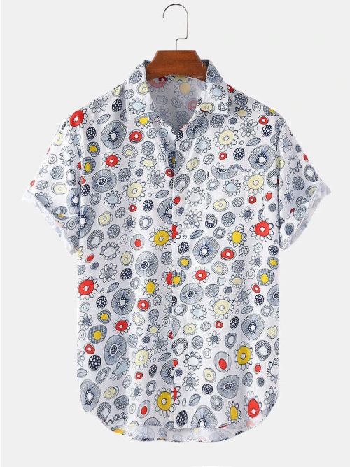 fashionloverlady:Colorful Element Print Loose Light Short Sleeve ShirtsCheck out HEREGet all of them