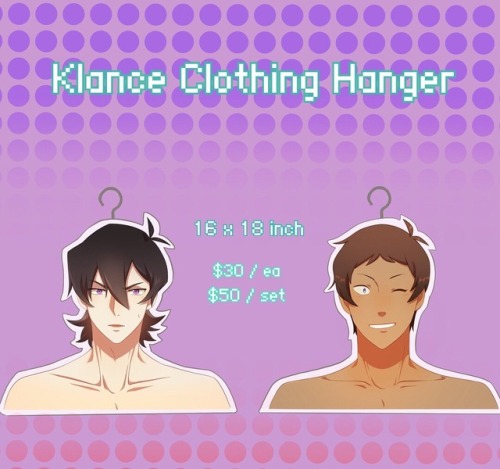 My new klance clothing hanger preorders are now opened!! Also the keith body pillow preorder and all