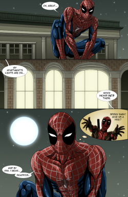 jijikero:  BOOM! The first ten pages of my yaoi Spideypool comic, “Never Say Never” consolidated in one post. Enjoy! :D 