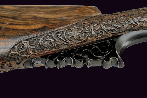 Incredible double barrel shotgun made by Joseph Bartl of Germany, third quarter of the 19th century.